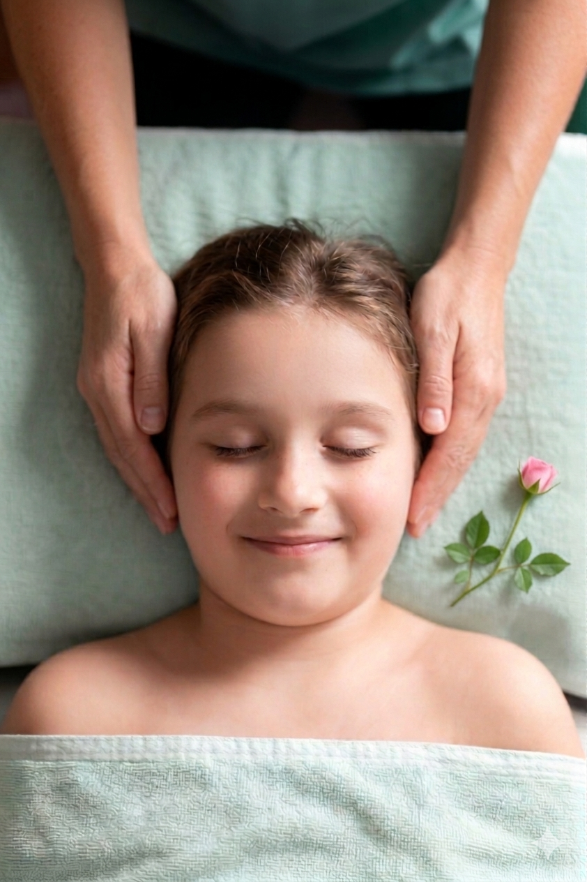 Massage d'un enfant heureux