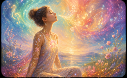 Femme qui respire devant un paysage